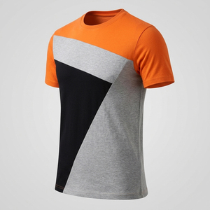Camiseta de Hombre con Bloques de Color, 100% Algodón Tejido, Cuello Redondo, Corte Regular, Manga Corta, Estilo Casual Urbano, OEM ODM - Product Image 1