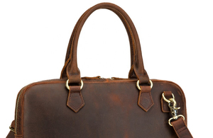 Genuine <b>Leather</b> Laptop <b>Briefcase</b> Classic Men's Business Shoulder Bag Durable Handle Closure with Strap - Product Image 2