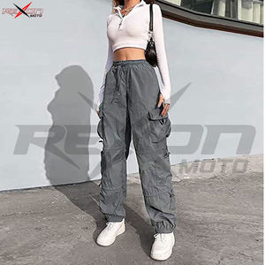 Pantalon cargo formel pour femme, coupe classique, cordon de serrage, taille élastique, dentelle plate, tissu en toile personnalisable, écologique, respirant - Product Image 5