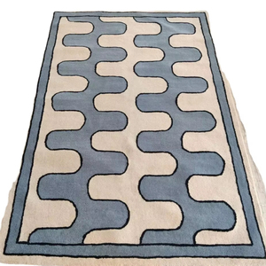 Nouveau design haut de gamme fait à la main en laine tuftée brodée tapis tufté blanc et noir pour le travail à domicile salon chambre prière - Product Image 3