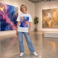 T-shirt personnalisé à imprimé fluide abstrait, motif artistique, manches courtes, coupe classique, pour hommes et femmes, en coton, style décontracté streetwear, Nouveauté 2026 OEM ODM