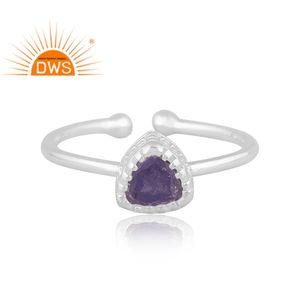 Best Selling Sterling Silver Natural Tanzanite Gemstone Triangle Design <b>Adjustable</b> <b>Ring</b> Custom Jewelry For Women Gift For Her - Product Image 2