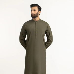 Servicio OEM ODM, Traje de Dos Piezas para Hombre, Estilo Shalwar Kameez, Color Granate Liso, Estilo Afgano Pathani Pakistaní, Corte Regular, Ropa Musulmana - Product Image 5