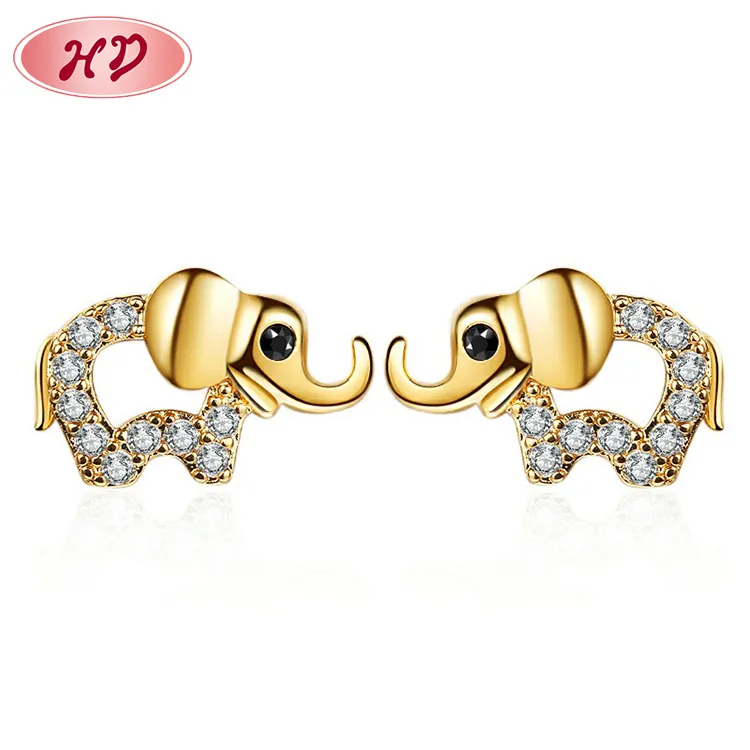 most purchased product on amazon cz stone cute animal elephant stud earrings iced out cubic zirconia women ear studs