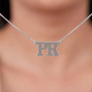 Collar de plata personalizado con doble inicial, eslabón de acero inoxidable chapado en oro, patrón de letras de mariposa con incrustaciones de diamantes, a la moda - Product Image 2