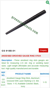 GREEN STARS SA PVT LTD Anodised Grooved Gauge Ring Stick GS 918B-01 Professional Jewelry Tools & Equipment Inde - Product Image 2