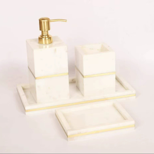 Organizador de Baño de Resina Pulida Simple y Elegante, Juego de Baño de Resina Epoxi de la Mejor Calidad, Efecto Mármol, Lujoso e Impermeable - Product Image 1