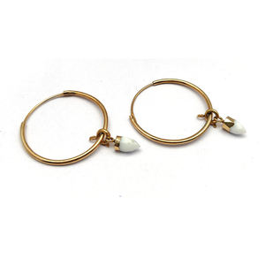 Pendientes de punta de ágata blanca hechos a mano, aro de plata de ley 4,93 de 925 GM, colgante de piedras preciosas chapadas en oro de 18 quilates, Ágata blanca Natural Huggies - Product Image 1