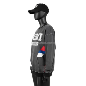 Sudadera de lana Premium para mujer 320 GSM tela de poliéster de algodón Color gris oscuro logotipo bordado personalizado sudaderas transpirables - Product Image 3