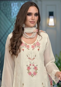 Organza de style moderne avec impression et broderie Salwar Suit Exportateur et fournisseur indiens de Surat à bas prix - Product Image 4