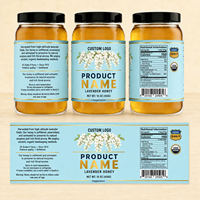 Étiquettes de luxe en feuille d'or pour miel, autocollants personnalisés en papier texturé gaufré pour emballage alimentaire, pour pots de miel et confiture