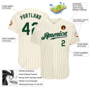 Camiseta de béisbol auténtica gris personalizable gris a rayas verde-gris - Product Image 4