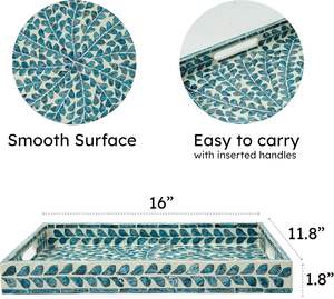 Plateau en bois avec incrustations de nacre, design traditionnel, pour la décoration de la maison, les mariages et les fêtes - Product Image 5
