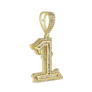 1 forma de número redondo brillante y diamantes de moissanita de corte Baguette en colgantes chapados en oro de Plata de Ley 925 joyería fina - Product Image 4