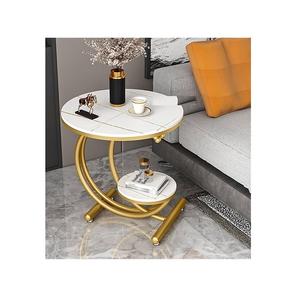 Mesa auxiliar elegante de diseño Amezing de lujo con tapa de mármol Wite con gran soporte pulido dorado en utilizado en el hotel de la habitación del hogar - Product Image 1