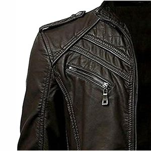 Dernière mode 2025 veste de moto en cuir véritable à la mode col montant imperméable respirant High Street Style - Product Image 5