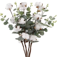 Fleurs en coton avec des tiges pour les mariages Home Decor Parties-Saint Valentin Idée cadeau Amazon Best-seller Naturel