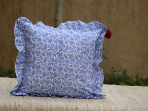 Handmade Bohemian Cotton Pillow Covers Luxury Indian Block Print <b>Frill</b> <b>Cushion</b> Cover Floral Throw Raffle Customizable Floral - Product Image 2