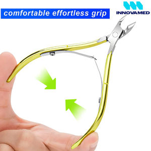 Pince à cuticules en acier inoxydable à mâchoires affûtées, avec poignée antidérapante de différentes formes, pour l'élimination des cuticules mortes, type Staleks. - Product Image 3
