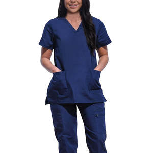 Tenues d'infirmière d'hôpital confortables et élégantes, ensembles de blouses médicales 100% coton toile, personnalisables, hauts pour femmes - Product Image 5