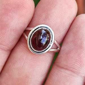925 Sterling <b>Silver</b> <b>Garnet</b> <b>Ring</b> Handmade Boho Statement Promise Jewelry with Natural Oval Gemstone January Birthstone - Product Image 6