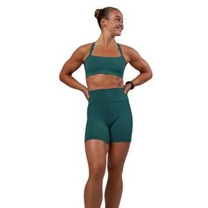 Shorts de sport pour femmes à taille haute, couleur unie, respirants, tricotés, pour la gym, le fitness, la course et le yoga - Product Image 1