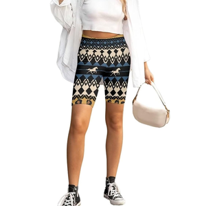 Short de yoga dégradé personnalisé à taille haute Short de contrôle du ventre sans couture Élastique en spandex/nylon avec fermeture à la taille Conception par sublimation - Product Image 2