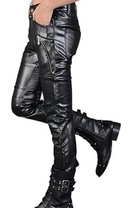 Pantalones de Cuero para Hombre de Primera Calidad, Tinte Liso, Servicio OEM, Corte Recto, Cintura Media, Ajustados, Delgados, Transpirables, para Invierno - Product Image 3