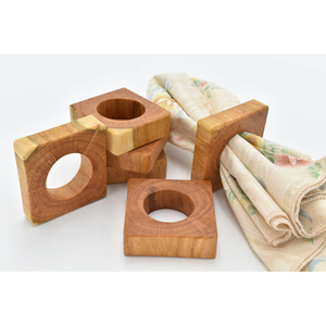 Décoration de table à manger élégante et banquets de mariage ensemble de ronds de serviette en bois naturel rustiques fabriqués à la main pour porte-serviettes - Product Image 3