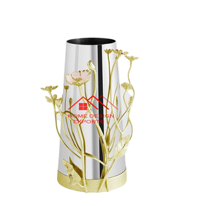 Home <b>Coffee</b> <b>Table</b> Top Decor Metal Vase Gold and <b>Silver</b> Finished Attractive Design Handmade Vase - Product Image 1