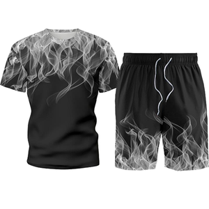 Mens <b>Sets</b> Fashion Summer Man Sportswear Two Pieces Tracksuit Sports Suit Printed Tee Top+Shorts Sweatsuit Male Brand Clothing - Product Image 6
