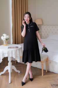 Vestido de Maternidad V708 Antiencogimiento y Absorbente de Sudor, Algodón Suave, Buena Absorbencia, Ropa Casual con Bordado de Lazo, Buena Opción para el Verano - Product Image 5