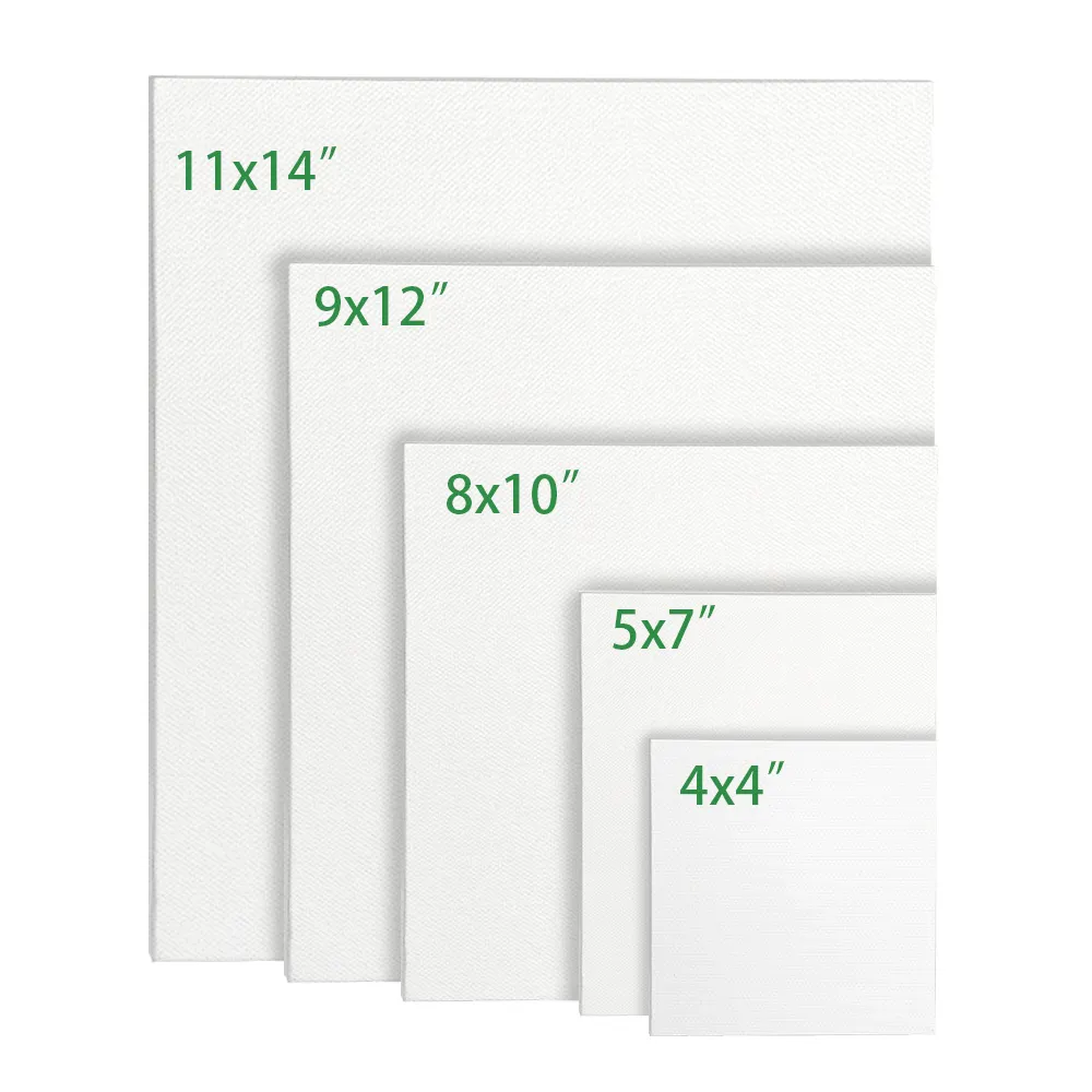 4x4/5x7/8x10/9x12/11x14 pouces civière toile 380g coton et lin mélange blanc blanc toile vierge impression pour la peinture