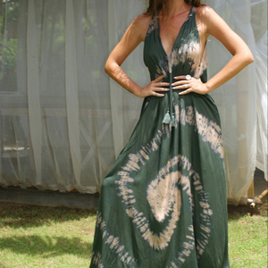 2023 recién llegados ropa de moda de verano para mujer Casual bohemio Floral largo Maxi vestido Tie Dye Boho Gypsy Chic tela de rayón - Product Image 1