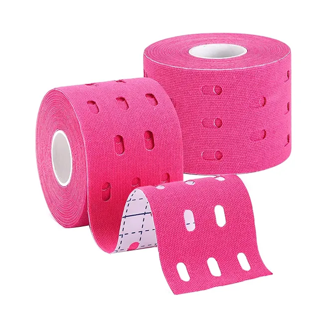 Breathable Pro Athletic Kinesiology Tape with Holes Therapeutic Muscle Tape Physio Tape with print logo