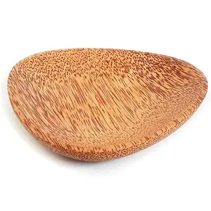 प्राकृतिक पर्यावरण के अनुकूल त्रिकोण नारियल हथेली लकड़ी प्लेटें biodegradable बर्तन खाने सेट कोको लकड़ी प्लेटें