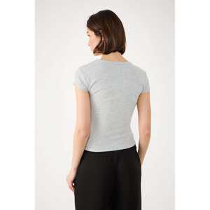 T-shirt décontracté à manches courtes en tissu de velours côtelé 100% coton, col rond, coupe régulière - Product Image 5