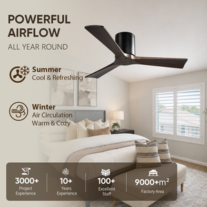 USA In Stock 42 Inch <b>Ceiling</b> <b>Fan</b> No Light Solid Wood Blades Quiet DC Motor <b>Remote</b> <b>Control</b> for Bedroom Living Room - Product Image 2