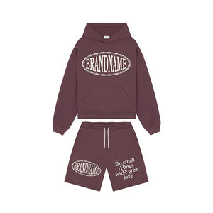 Ensemble sweat-shirt et short pour homme, en coton 100%, imprimé à l'écran, délavé à l'acide, style boxy personnalisé - Product Image 1