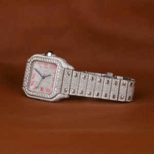 Montre mécanique unisexe personnalisable en acier inoxydable, sertie de diamants Moissanite VVS, analogique, étanche, fabrication artisanale, finition raffinée - Product Image 4