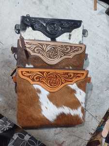 Bolso bandolera de cuero genuino de vaca decorado en latón antiguo portátil con cierre de cremallera estilo bohemio proveedor superior - Product Image 3