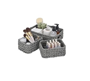 Panier de rangement décoratif en macramé conçu pour les étagères ouvertes offrant à la fois charme visuel et organisation fonctionnelle - Product Image 2