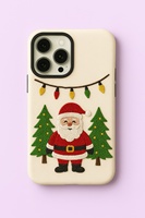 Hediye Tasarımlı Noel Baba Nakışlı Premium Kumaş Arka Kapak Telefon Kılıfı, Kolay Tutuş için Hafif ve İnce Profil