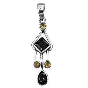 Pendentif en argent 925 avec quartz fumé pour femmes, bijoux en pierres précieuses religieuses faits à la main avec placage en rhodium or rose, charme en améthyste - Product Image 2