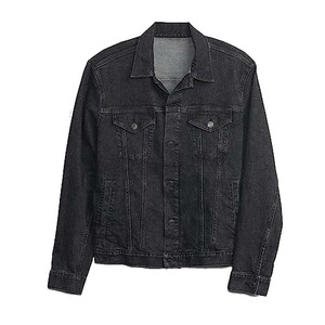 Ropa informal con estampado de logotipo privado, venta al por mayor, chaqueta vaquera de moda para hombre, Chaquetas vaqueras teñidas de negro de alta calidad - Product Image 1
