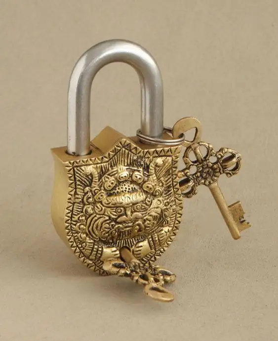 Kim Loại đồng thau chất lượng tốt nhất Antique ổ khóa sắt ổ khóa & phím phong cách cổ điển khóa với 2 phím điều kiện làm việc ổ khóa sọ mặt