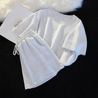 Ensemble deux pièces décontracté pour femme, coupe ajustée, 100 % coton molletonné, écologique, respirant, anti-boulochage, short et t-shirt, grandes tailles