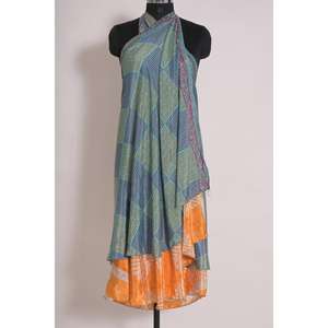 กระโปรงส่าหรีโบฮีเมียนวินเทจผ้าไหมอินเดียแบบสองชั้นสำหรับผู้หญิง - Product Image 3