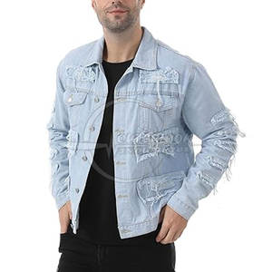 Cotton Blue Winter Jeans <b>Jacket</b> <b>For</b> <b>Men</b> Plus Size Custom Made <b>Men's</b> <b>Long</b> Stretch <b>Men</b> Jean <b>Jacket</b> - Product Image 3