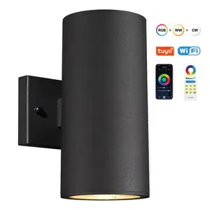 Waterproof IP65 TUYA RGBCCT APP Wireless Wi-Fi Remoter Control Commercial 18W Cylinder Up Down Aluminum Outdoor LED Wall Lights